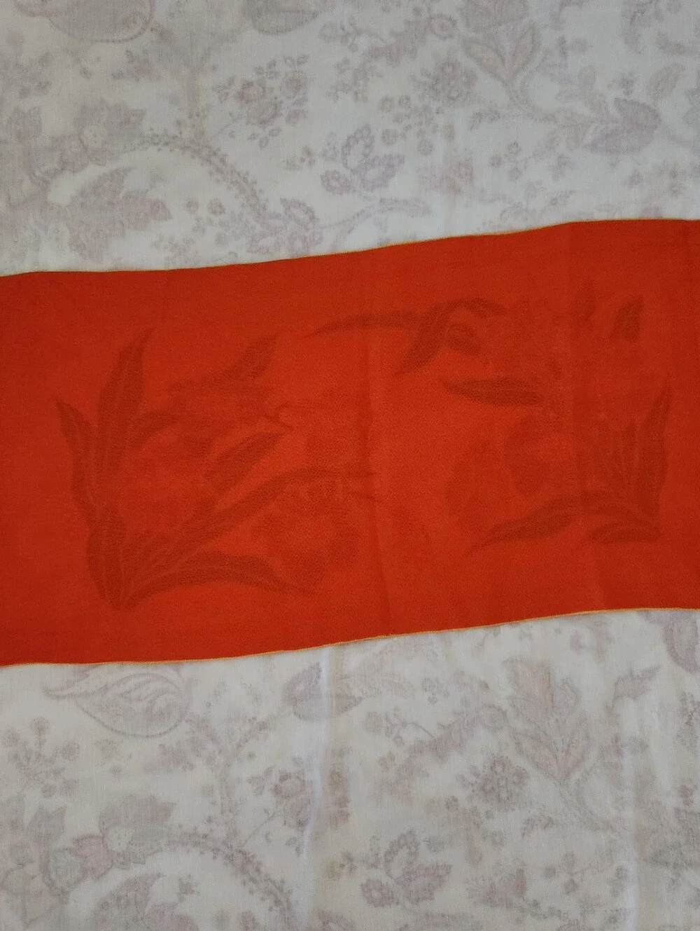 Vintage Silk Silkscreened Dresser Scarf